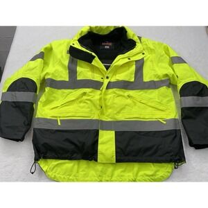 Radwear‎ Neon Green Reflective Safety Bomber Jacket Mens Large With Lining